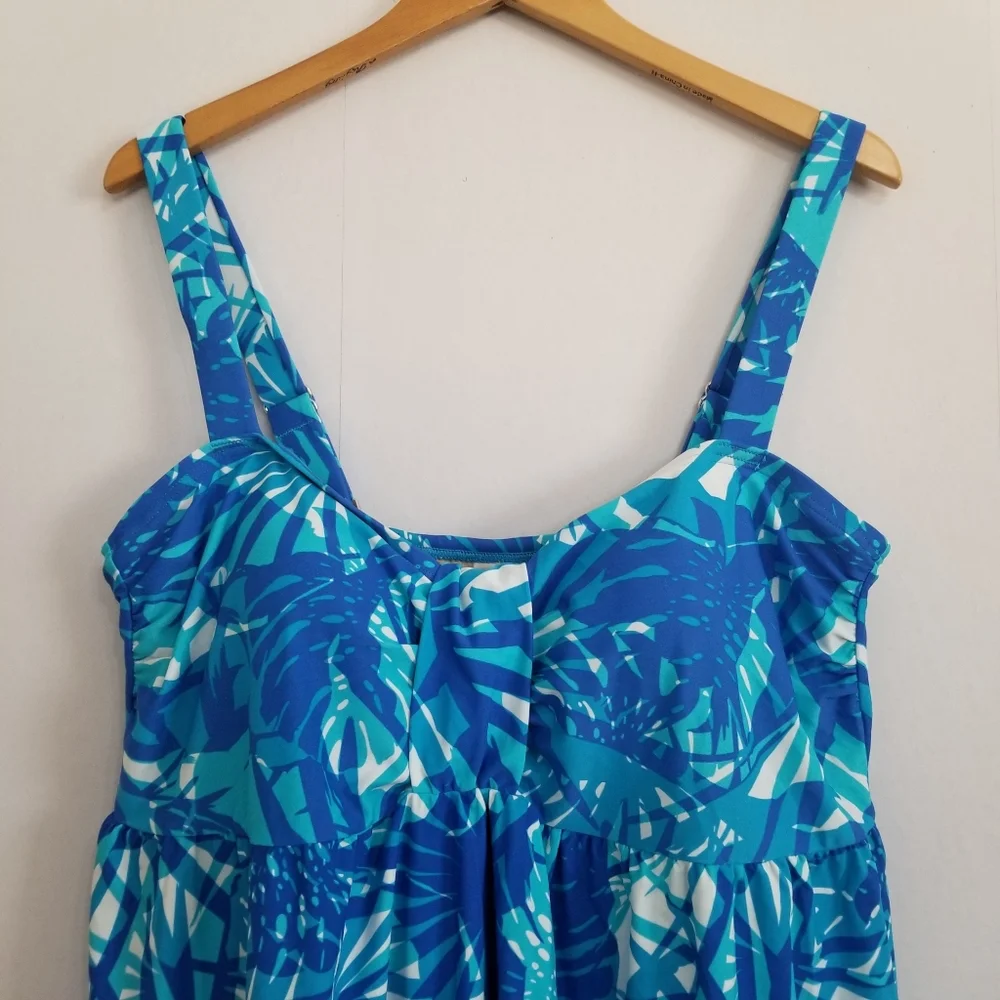 NWT Avenue Blue Tropical Print Swim Dress Size 18 - Picture 4 of 9